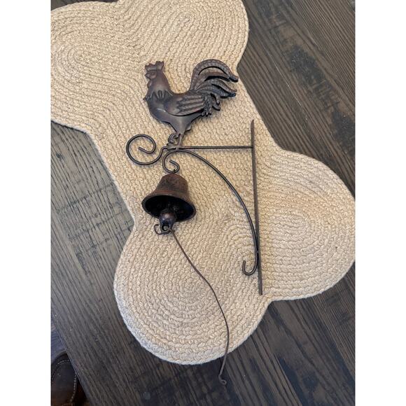 Solid Cast Iron Echoing Bell with Large Rooster on Top - Picture 1 of 8